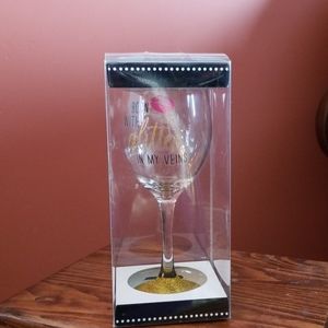 Wine glass "Born w/ Glitter..."